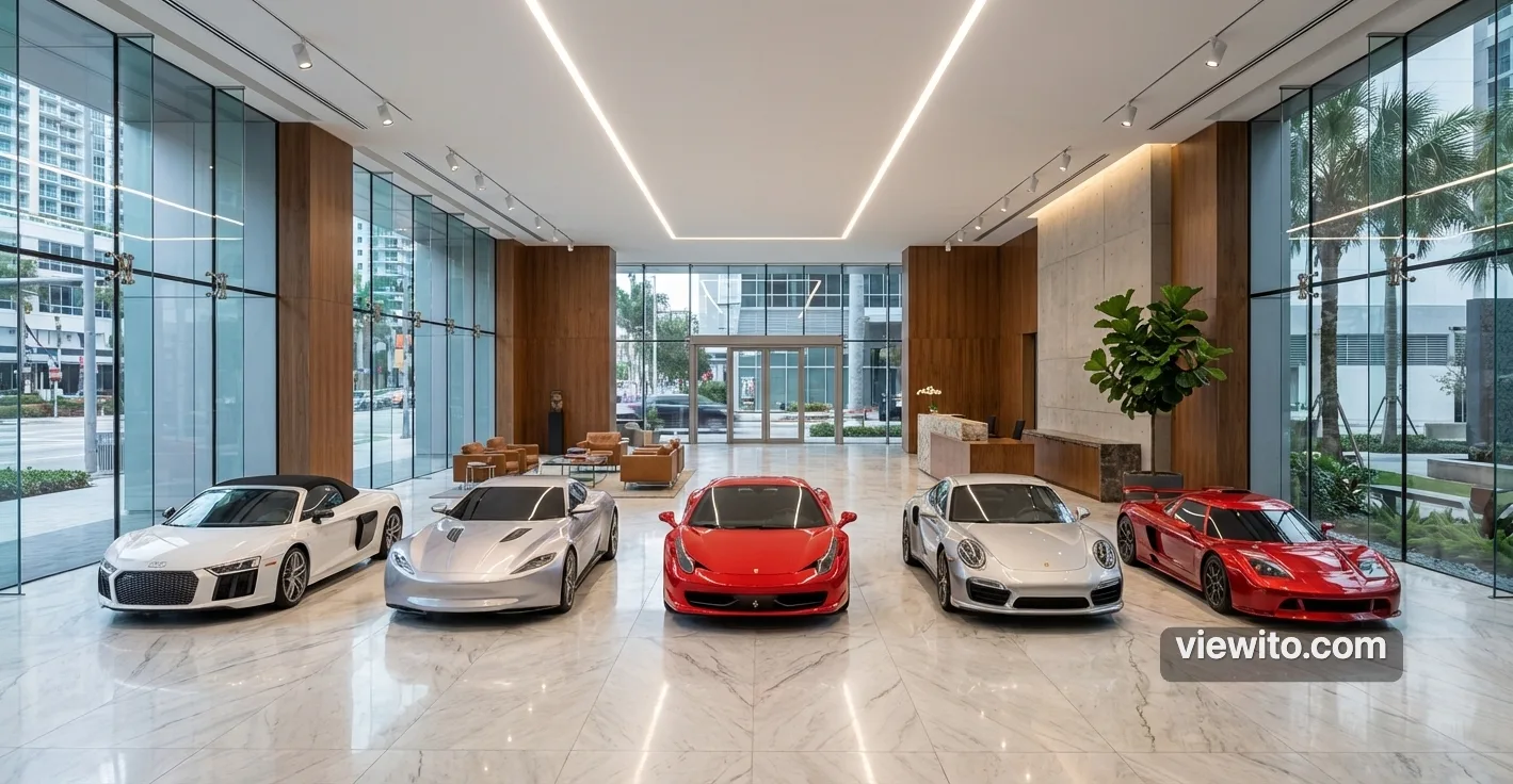 Rendu IA showroom automobile de luxe