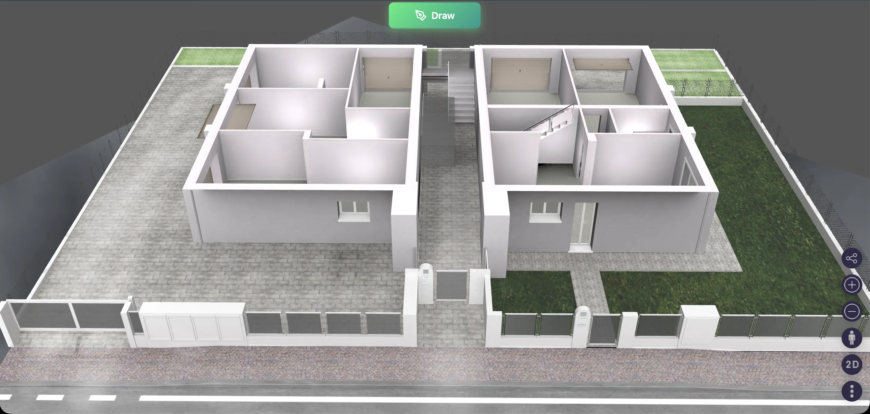 Basic 3D model of residential villa — simple floor plan without materials