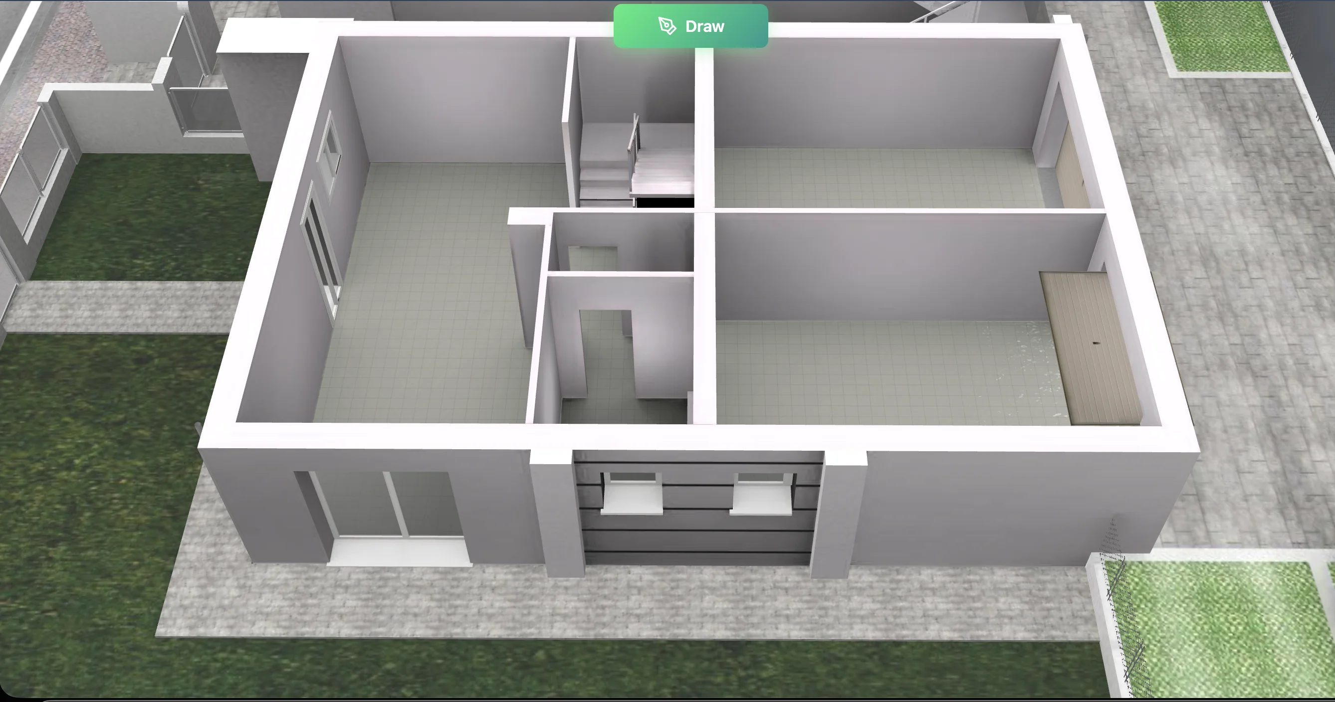 Empty 3D apartment model — top-down view without furniture